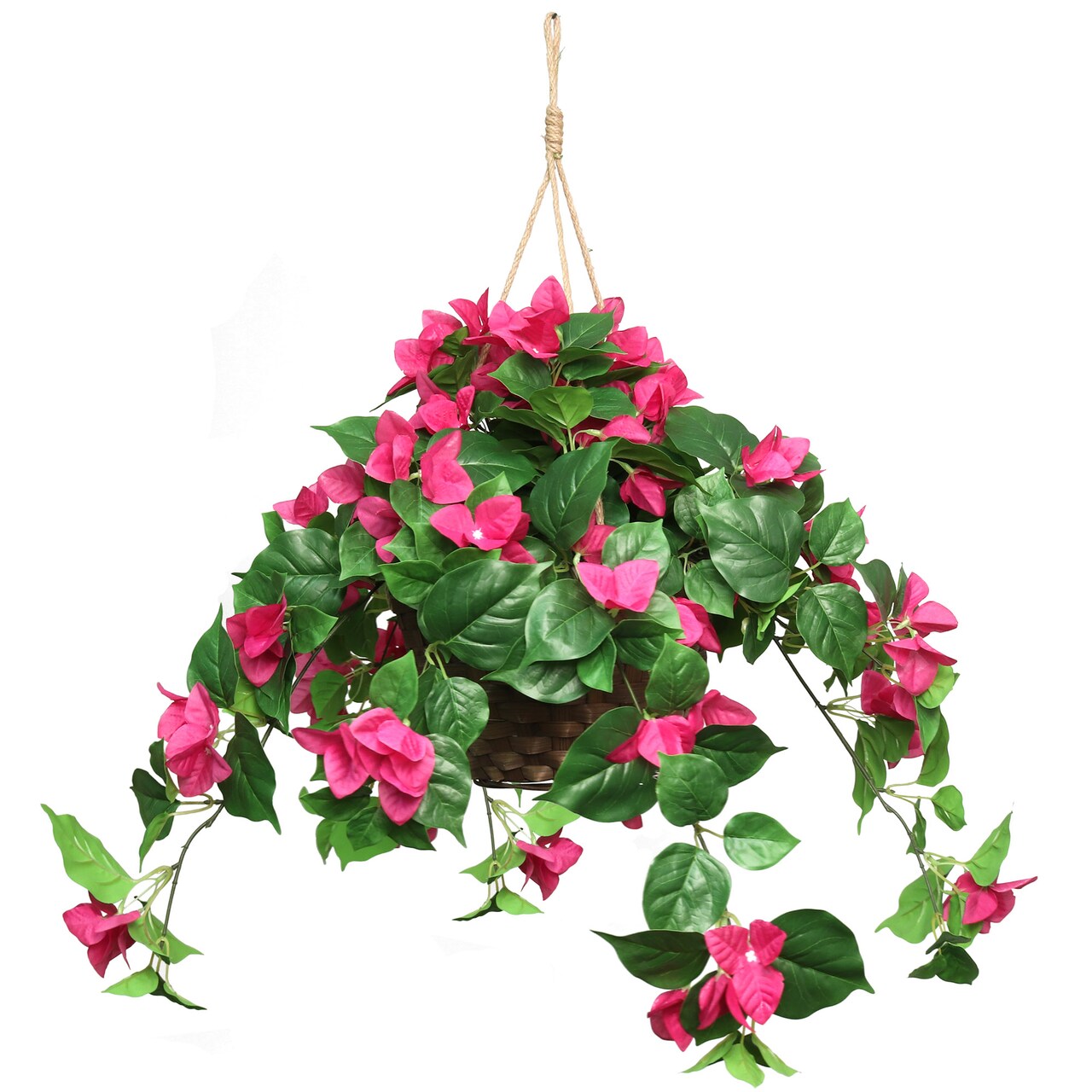 25" Hanging Bougainvillea Basket Fuschia – Lush Artificial Flower Basket for Home & Outdoor Décor